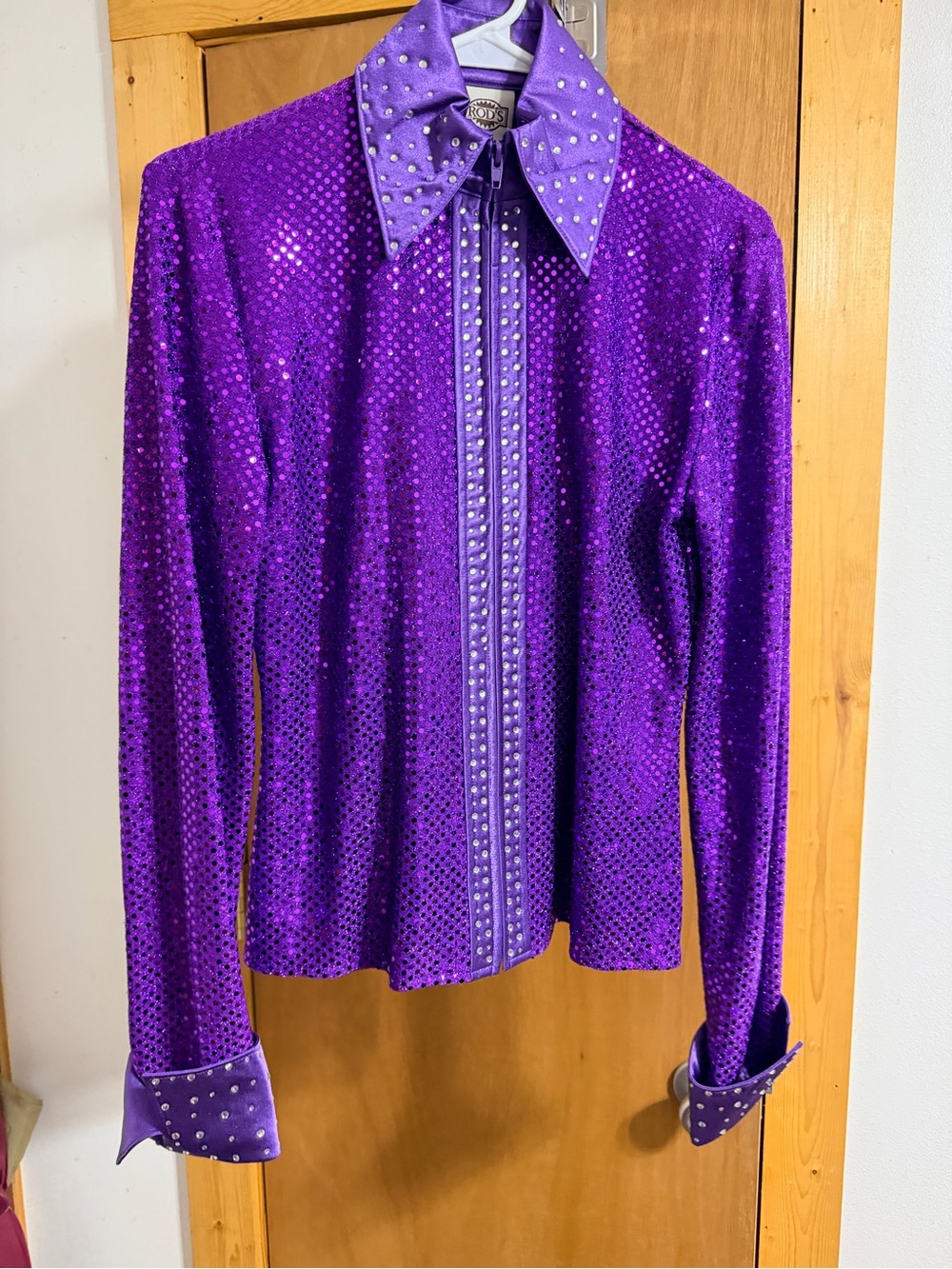 Rod’s Purple Sequin Stud-Trim Shirt